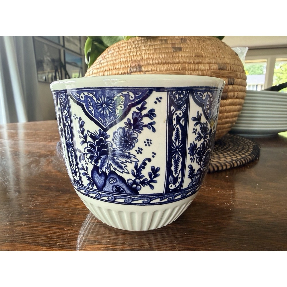 Vintage Blue Boch Delft Planter Made In Belgium 3.5" x 4" Flower Pot